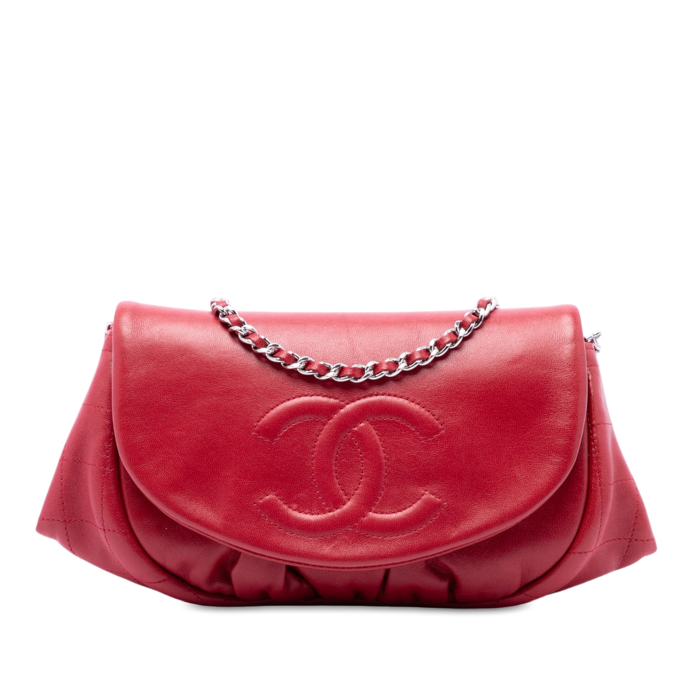 Pre-Loved Chanel CC Quilted Lambskin Half Moon Wallet on Chain